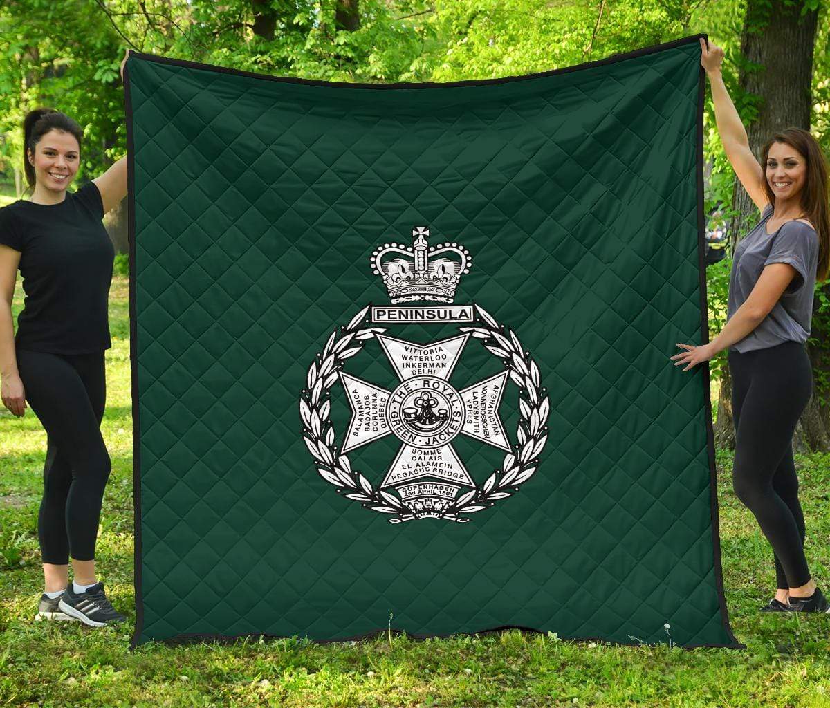 quilt King (91 x 102 inches / 231 x 259 cm) Royal Green Jackets Quilted Blanket