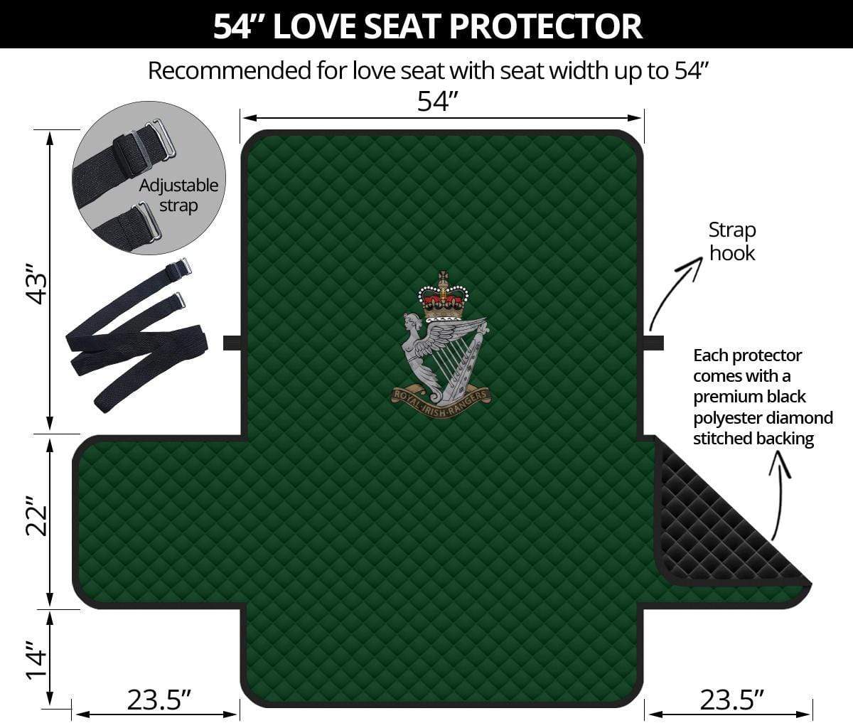 sofa protector 54" Sofa Protector - Royal Welsh 2-Seat Sofa Protector / 54 Inch Sofa Royal Irish Regiment  2-Seat Sofa Protector
