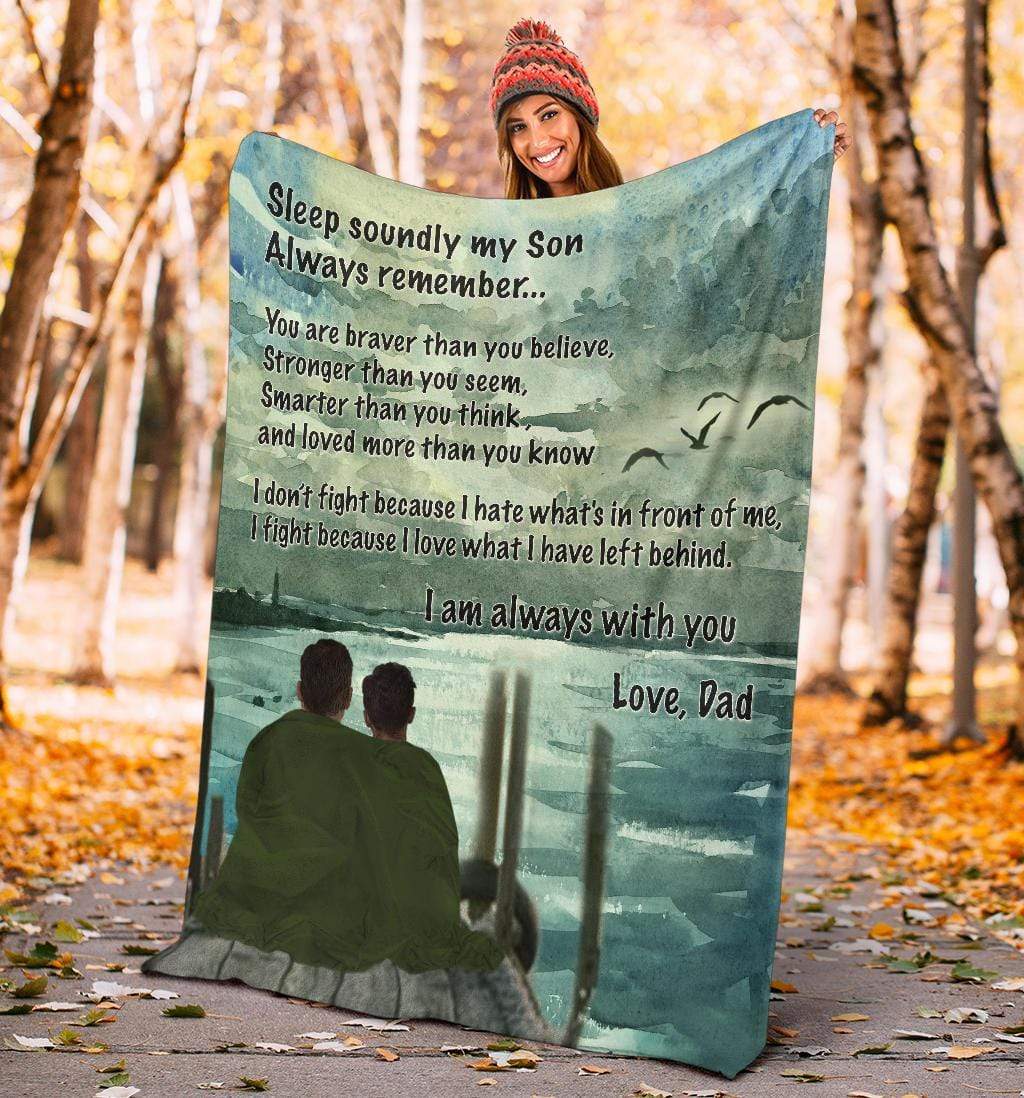 fleece blanket Premium Blanket - Veteran To Son Fleece Blanket / Youth (56 x 43 inches / 140 x 110 cm) Veteran To Son Fleece Blanket