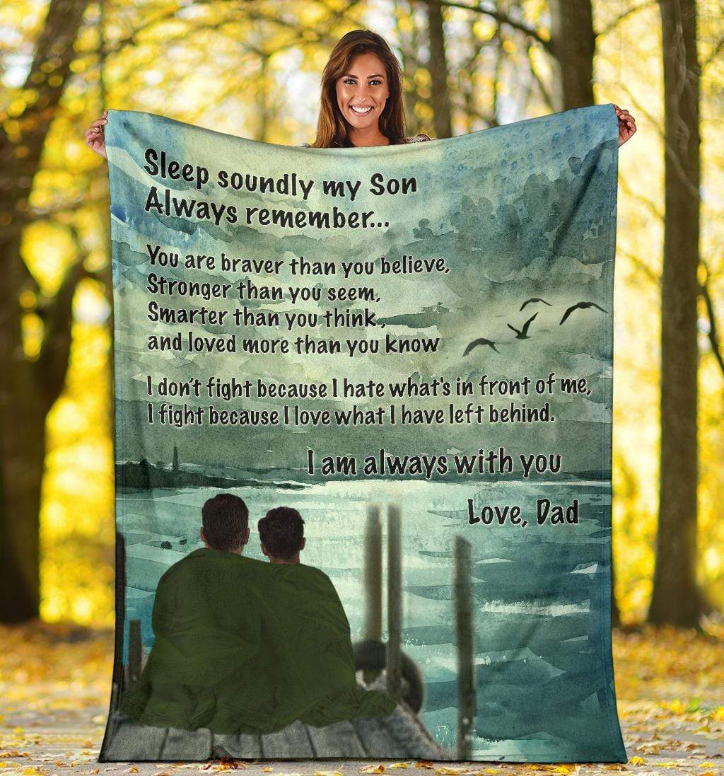 fleece blanket Premium Blanket - Veteran To Son Fleece Blanket / Large (70 x 54 inches / 180 x 140 cm) Veteran To Son Fleece Blanket