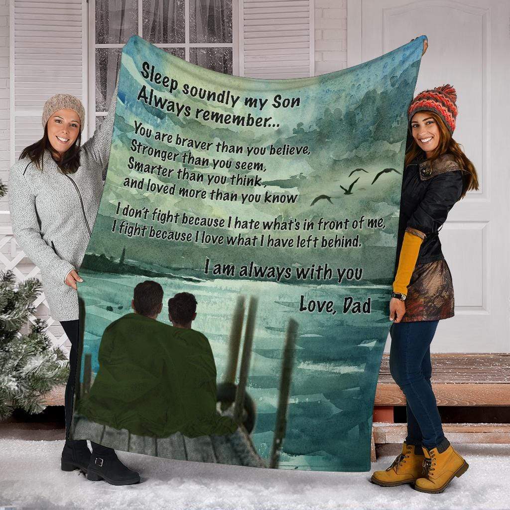 fleece blanket Premium Blanket - Veteran To Son Fleece Blanket / X-Large (80 x 60 inches / 200 x 150 cm) Veteran To Son Fleece Blanket
