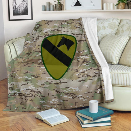 1st Cavalry Division Camo Fleece Throw Blanket