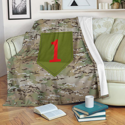 1st Infantry Division Camo Fleece Throw Blanket