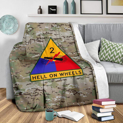 2nd Armored Division Camo Fleece Throw Blanket
