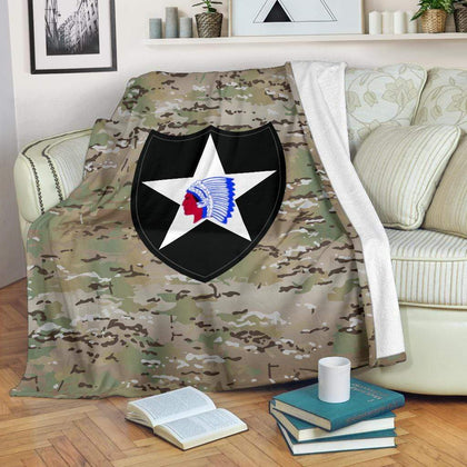 2nd Infantry Division Camo Fleece Throw Blanket