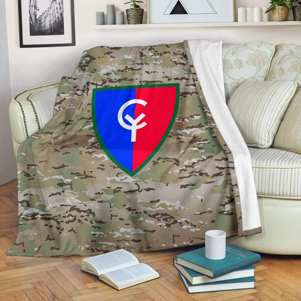 38th Infantry Division Camo Fleece Throw Blanket Military Gifts