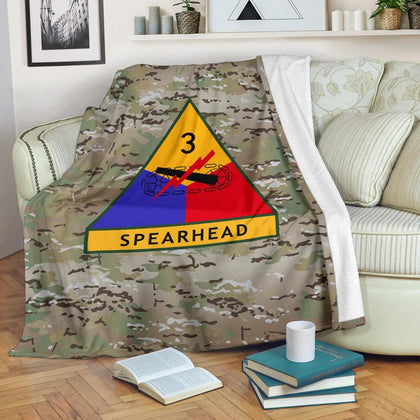 3rd Armored Division Camo Fleece Throw Blanket