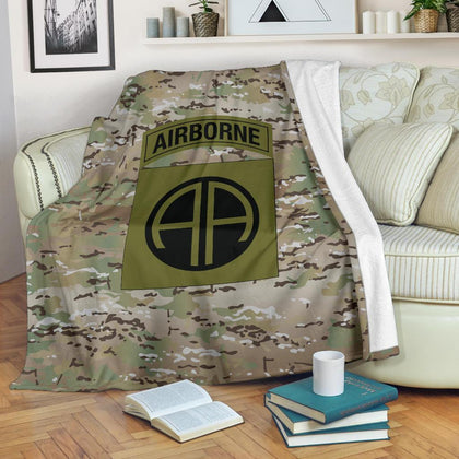 82nd Airborne Division Camo Fleece Throw Blanket