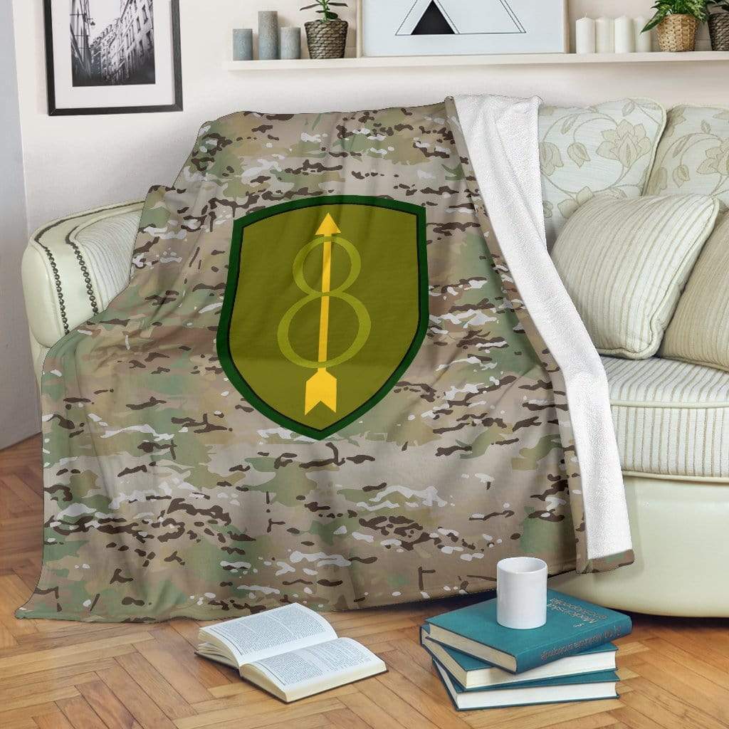 fleece blanket 8th Infantry Division Camo Fleece Throw Blanket