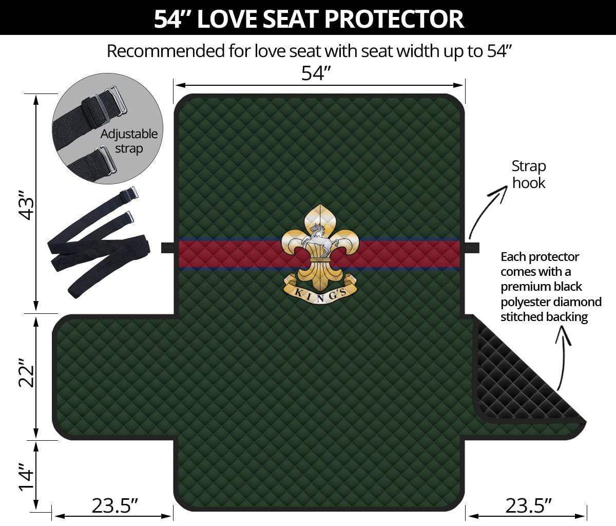 sofa protector 54" 54 Inch Sofa King's Regiment 2-Seat Sofa Protector