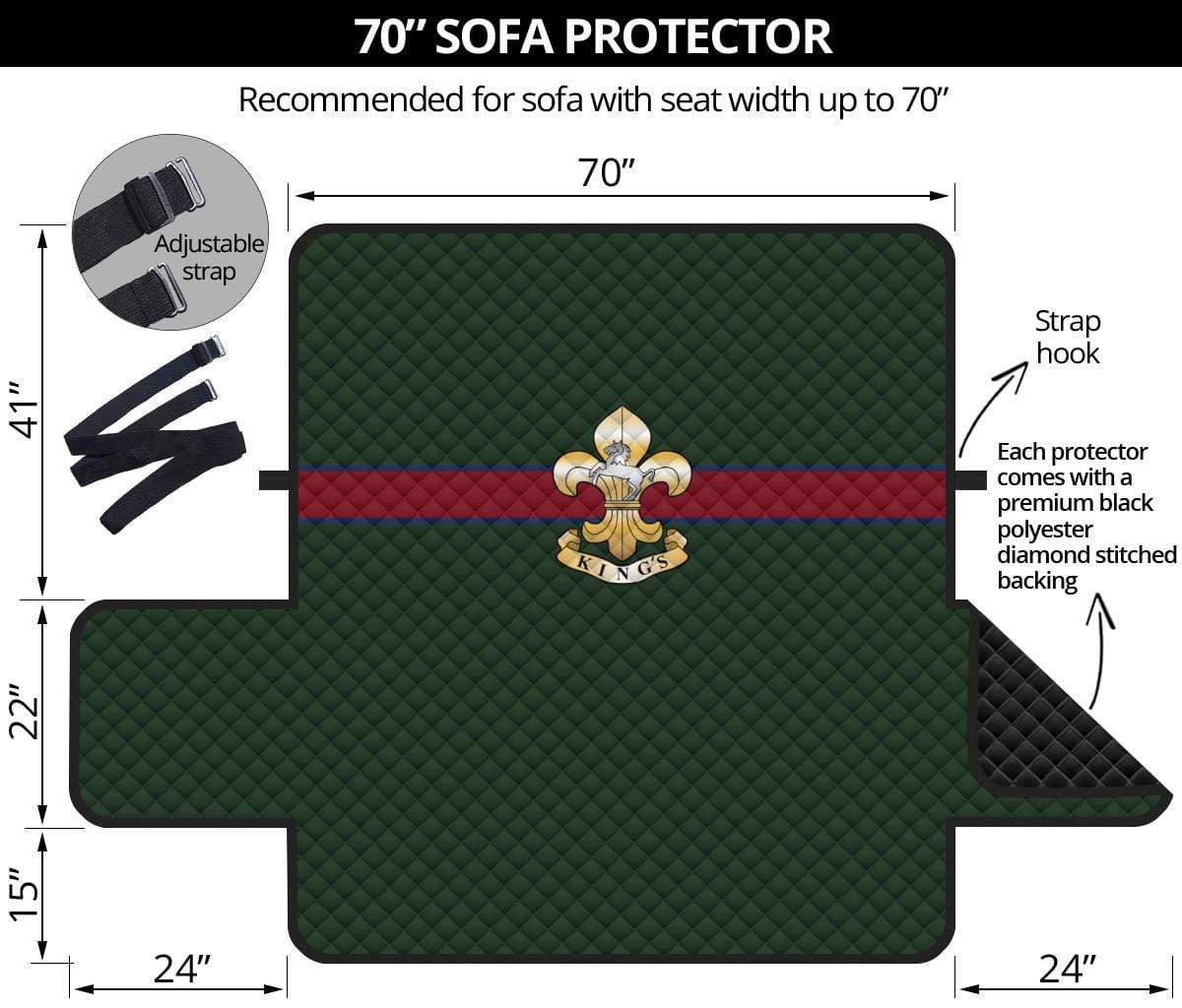 sofa protector 70" 70 Inch Sofa King's Regiment 3-Seat Sofa Protector
