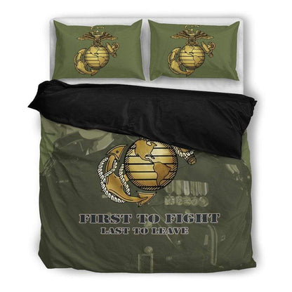 duvet Bedding Set - Black - Marine Green / Twin Marine Green Duvet Cover + 2 Pillow Cases
