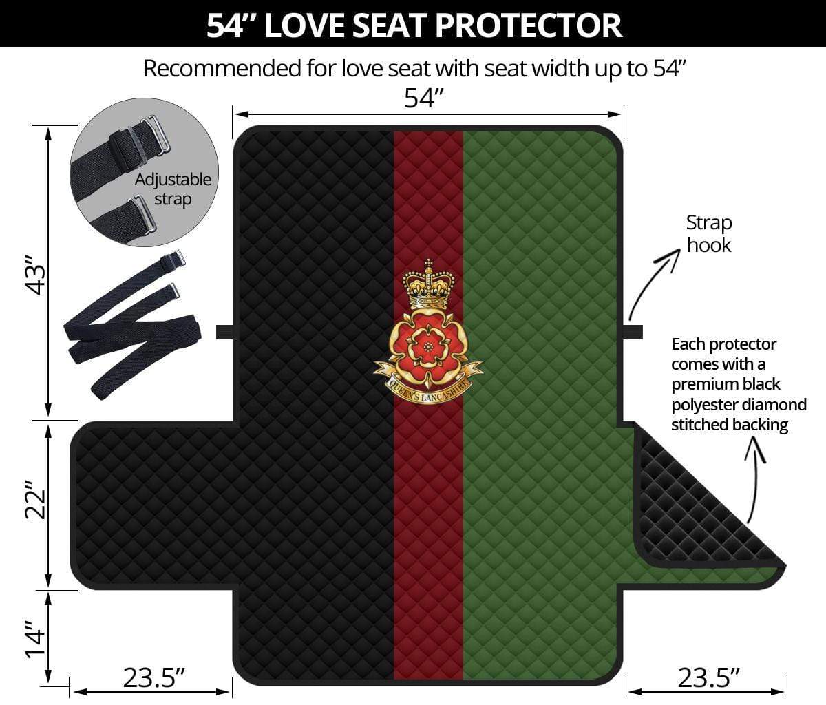 sofa protector 54" 54 Inch Sofa Queen's Lancashire Regiment 2-Seat Sofa Protector