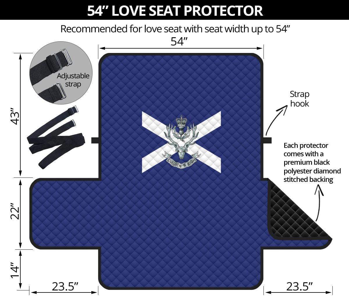 sofa protector 54" 54 Inch Sofa Queen's Own Highlanders 2-Seat Sofa Protector