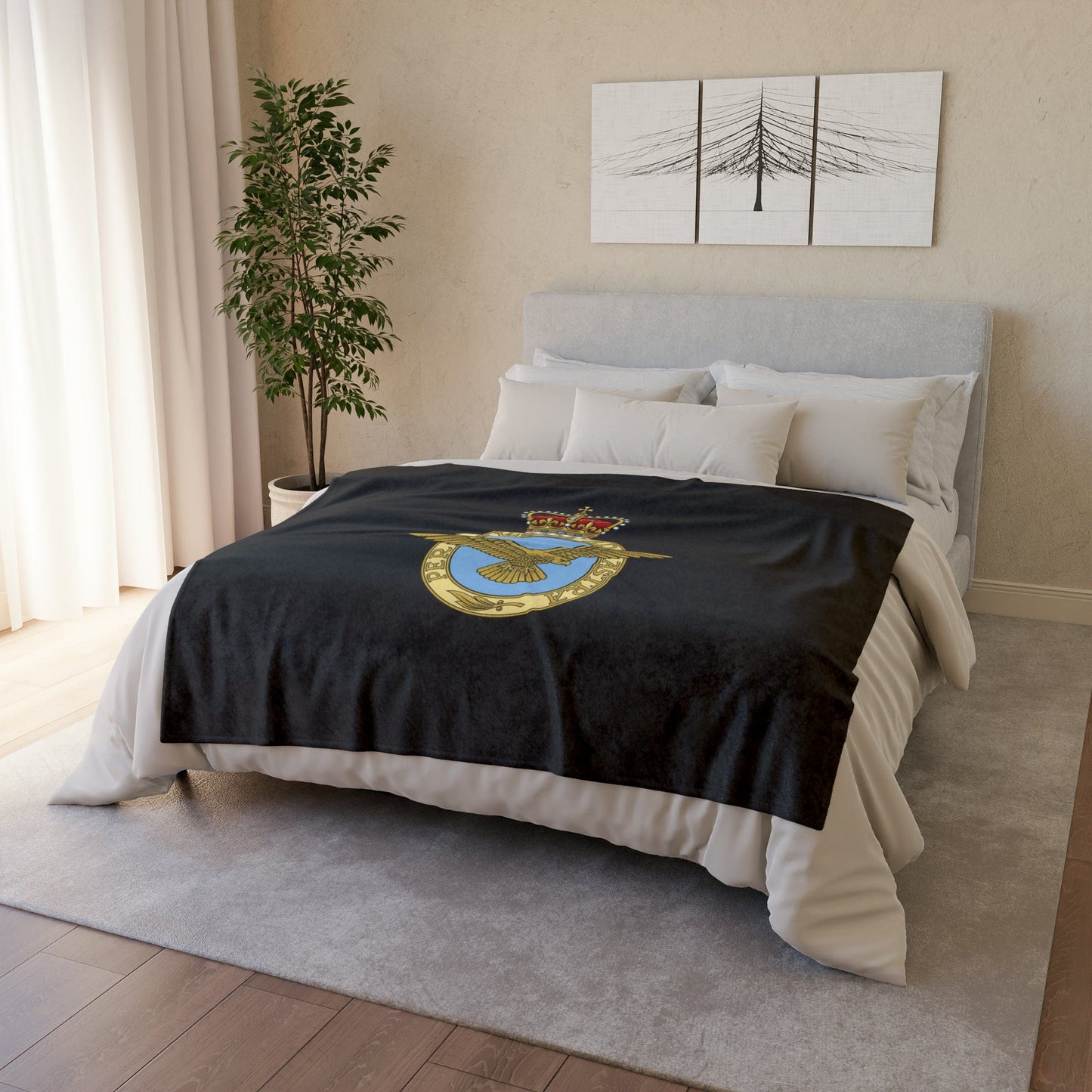 Fleece Blanket 50" × 60" Royal Air Force Fleece Blanket (Black Background)