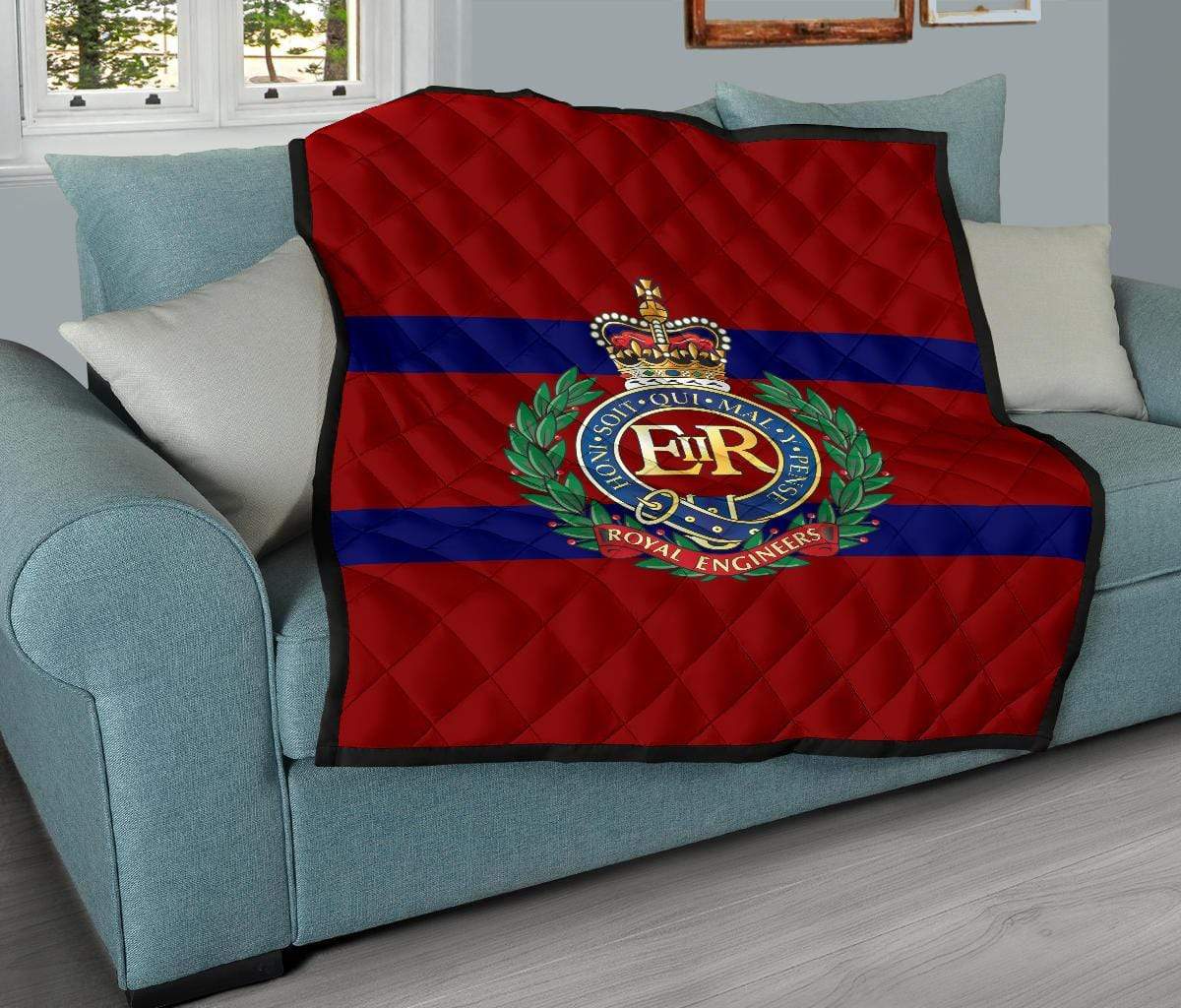 quilt Throw Blanket (55 x 60 inches / 140 x 152 cm) Royal Engineers Quilted Blanket