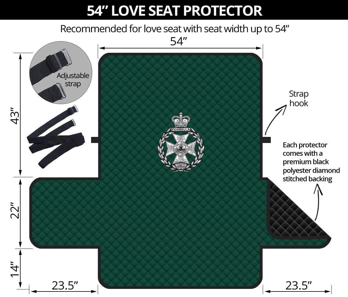 sofa protector 54" Sofa Protector - Royal Green Jackets 2-Seat Sofa Protector / 54 Inch Sofa Royal Green Jackets 2-Seat Sofa Protector