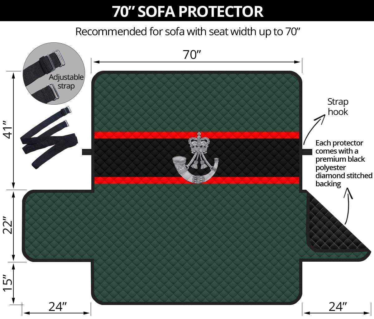 sofa protector 70" 70 Inch Sofa Royal Gurkha Rifles 3-Seat Sofa Protector