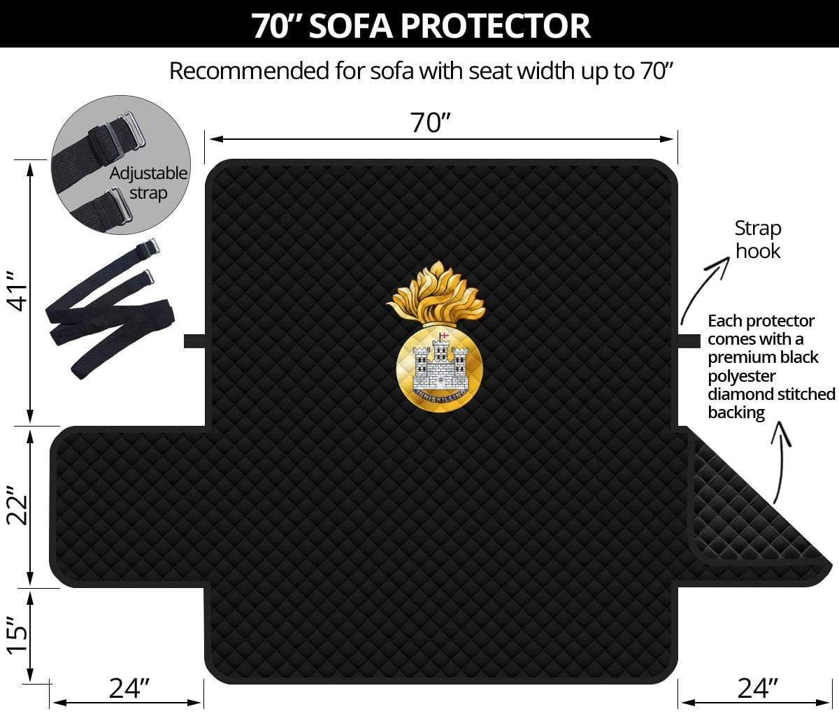 sofa protector 70" 70 Inch Sofa Royal Inniskilling Fusiliers 3-Seat Sofa Protector