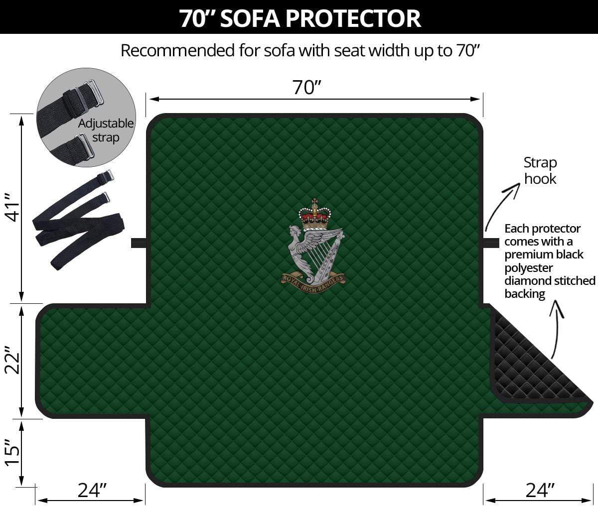 sofa protector 70" 70 Inch Sofa Royal Irish Rangers 3-Seat Sofa Protector