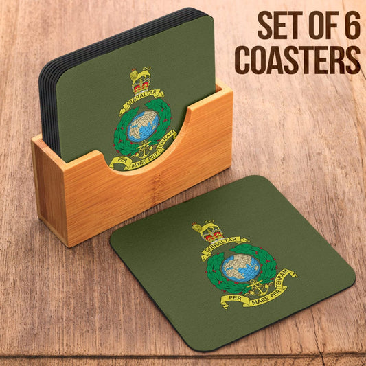 Coasters Square Coasters - Royal Marines (Green) Coasters (6) / Set of 6 Royal Marines Coasters (6)