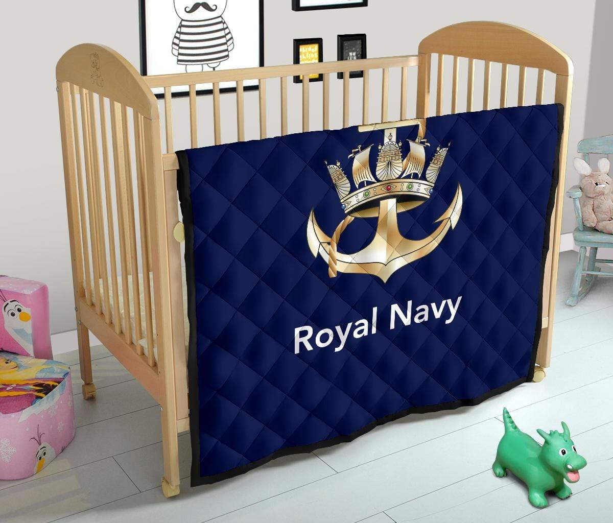 quilt Crib (45 x 50 inches / 114 x 127 cm) Royal Navy Quilted Blanket