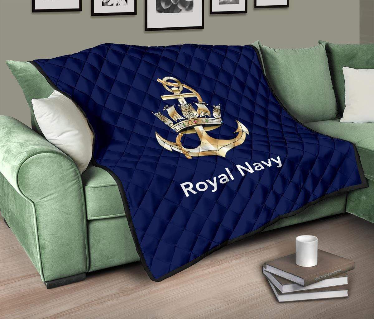 quilt Queen (80 x 90 inches / 203 x 228 cm) Royal Navy Quilted Blanket