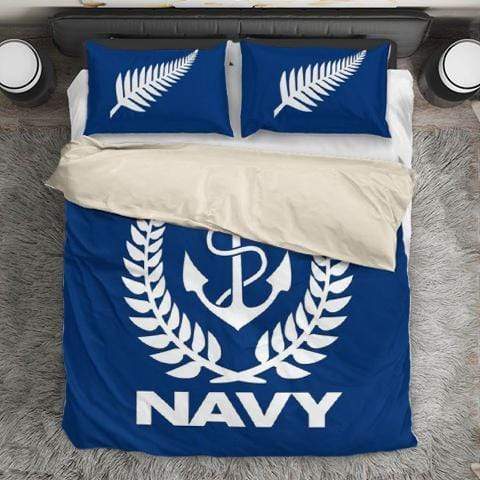 duvet Bedding Set - Beige - New Zealand Navy / Twin Royal New Zealand Navy Duvet Cover + 2 Pillow Cases