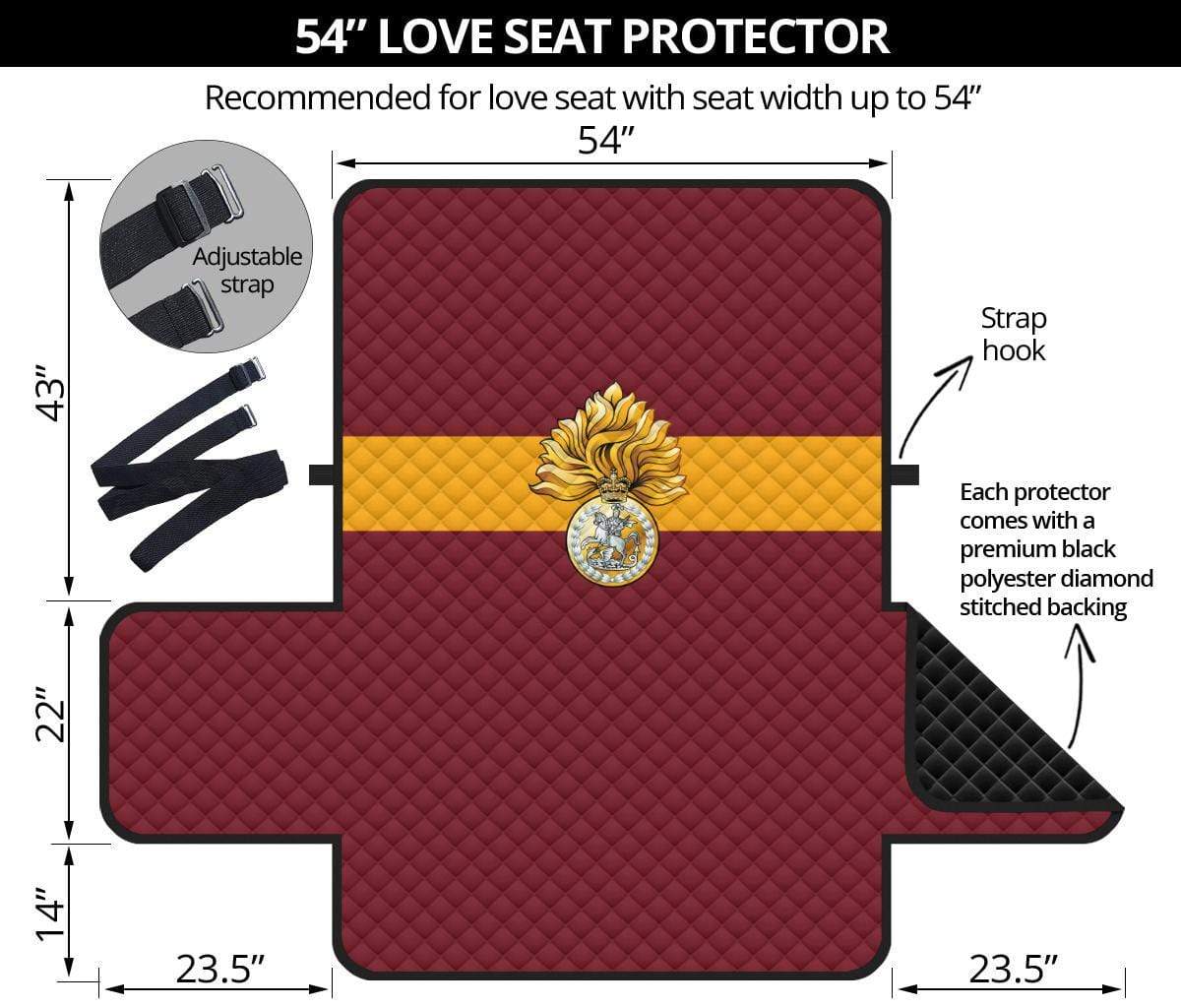 sofa protector 54" 54 Inch Sofa Royal Regiment of Fusiliers 2-Seat Sofa Protector