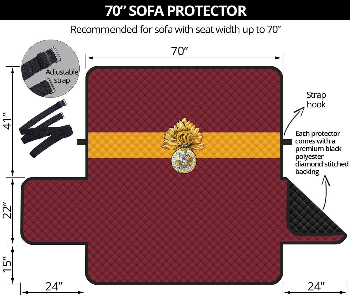 sofa protector 70" 70 Inch Sofa Royal Regiment of Fusiliers 3-Seat Sofa Protector