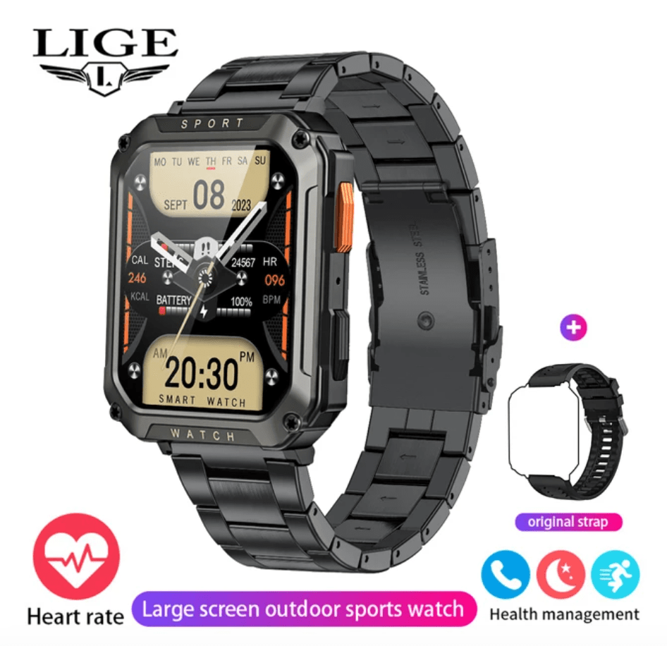 Upsell Smart Watch for Men Android and iOS Compatible 2.01" + Steel belt BLACK ONLY
