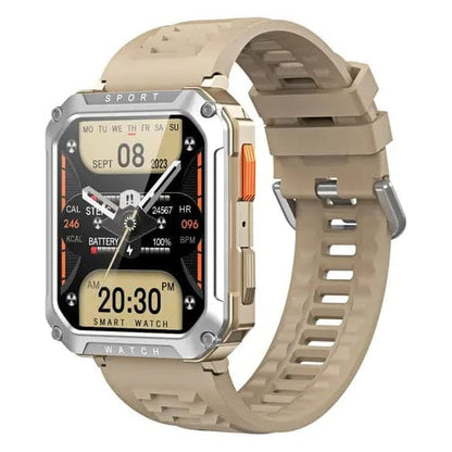 watch Khaki Smart Watch for Men Android and iOS Compatible 2.01" Touch Screen IP68 Waterproof