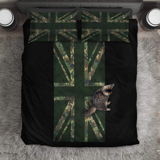 duvet Bedding Set - Black - Union Jack Camouflage Black / Queen/Full Union Jack Camouflage Duvet Cover + 2 Pillow Cases