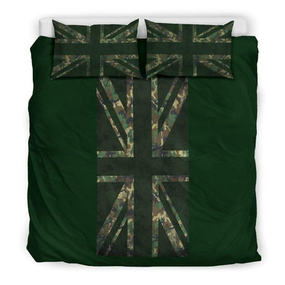 duvet Bedding Set - Black - Union Jack Camouflage Green / King Union Jack Camouflage Duvet Cover + 2 Pillow Cases