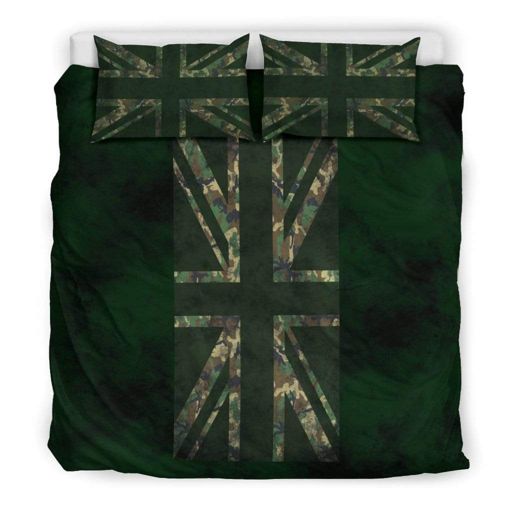 duvet Bedding Set - Black - Union Jack Camouflage Green Rugged / King Union Jack Camouflage Duvet Cover + 2 Pillow Cases