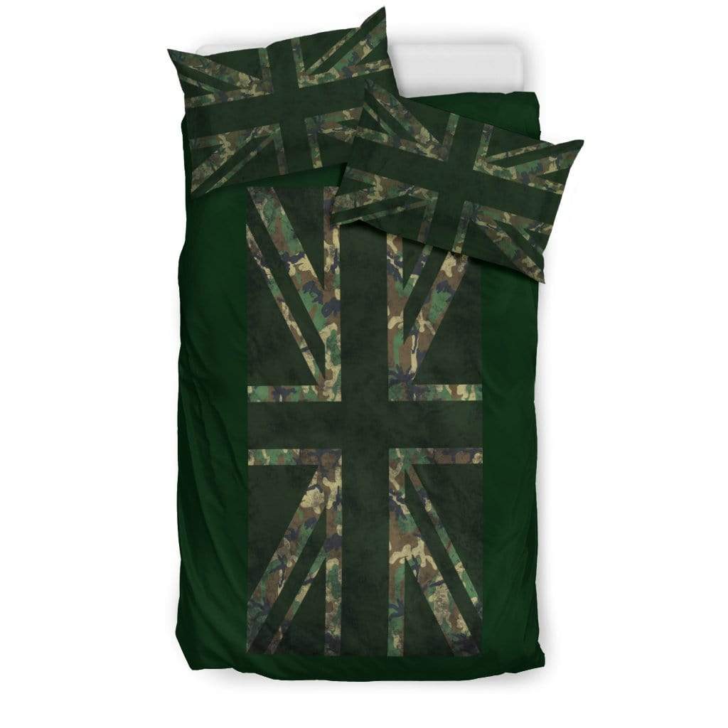 duvet Bedding Set - Black - Union Jack Camouflage Green / Twin Union Jack Camouflage Duvet Cover + 2 Pillow Cases