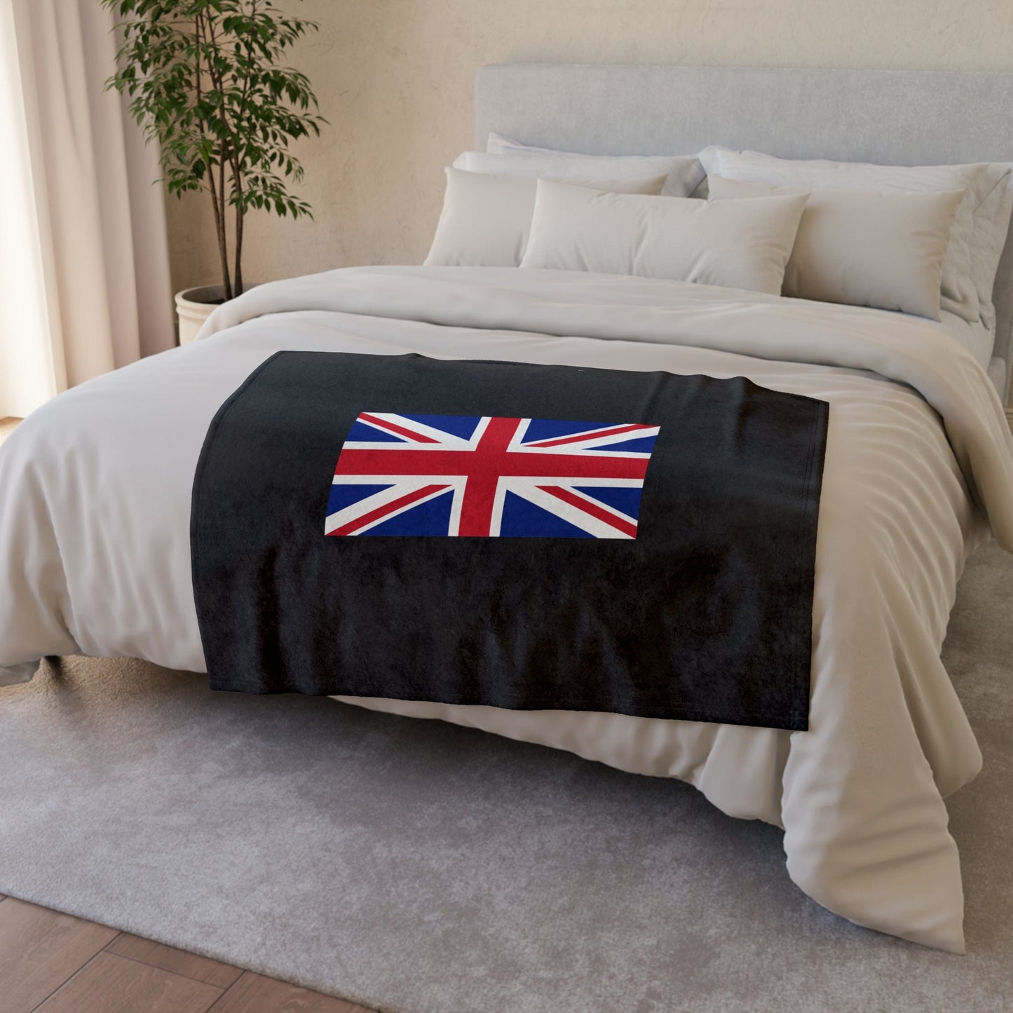 Fleece Blanket 30'' × 40'' Union Jack Fleece Blanket (Black Background)