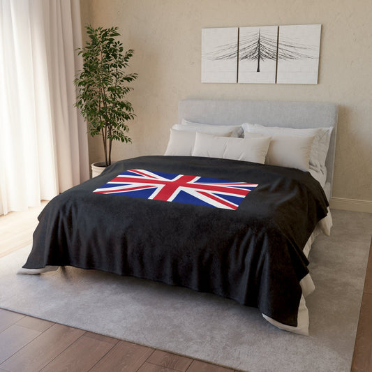 Fleece Blanket 60" × 80" Union Jack Fleece Blanket (Black Background)