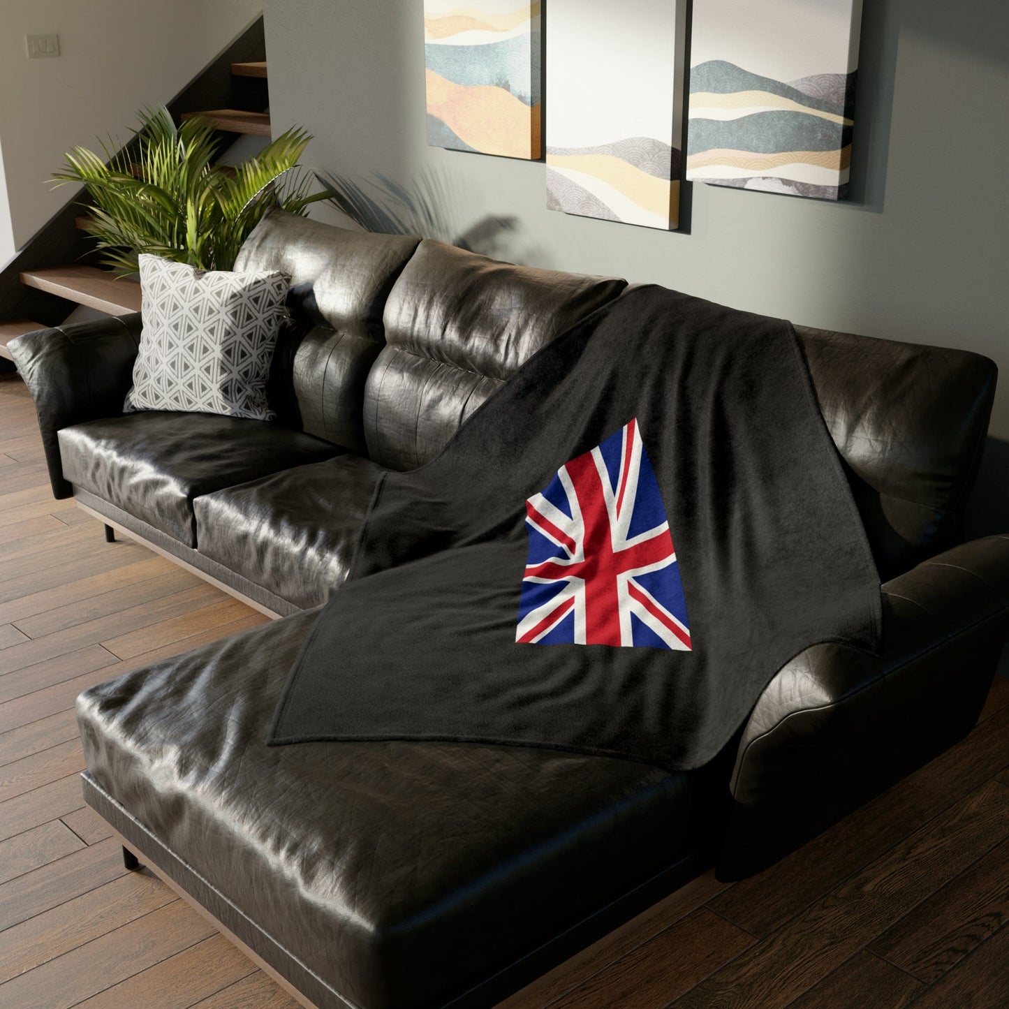 Fleece Blanket Union Jack Fleece Blanket (Black Background)