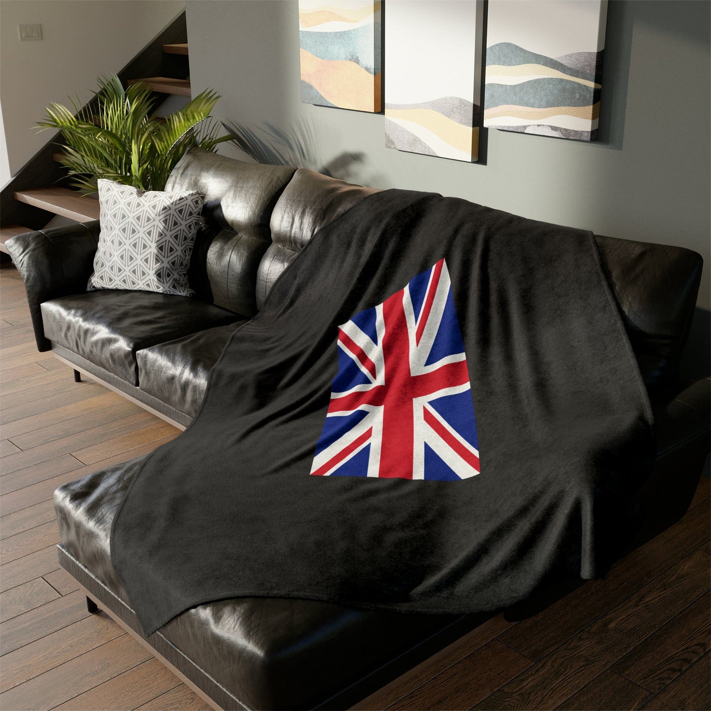 Fleece Blanket Union Jack Fleece Blanket (Black Background)