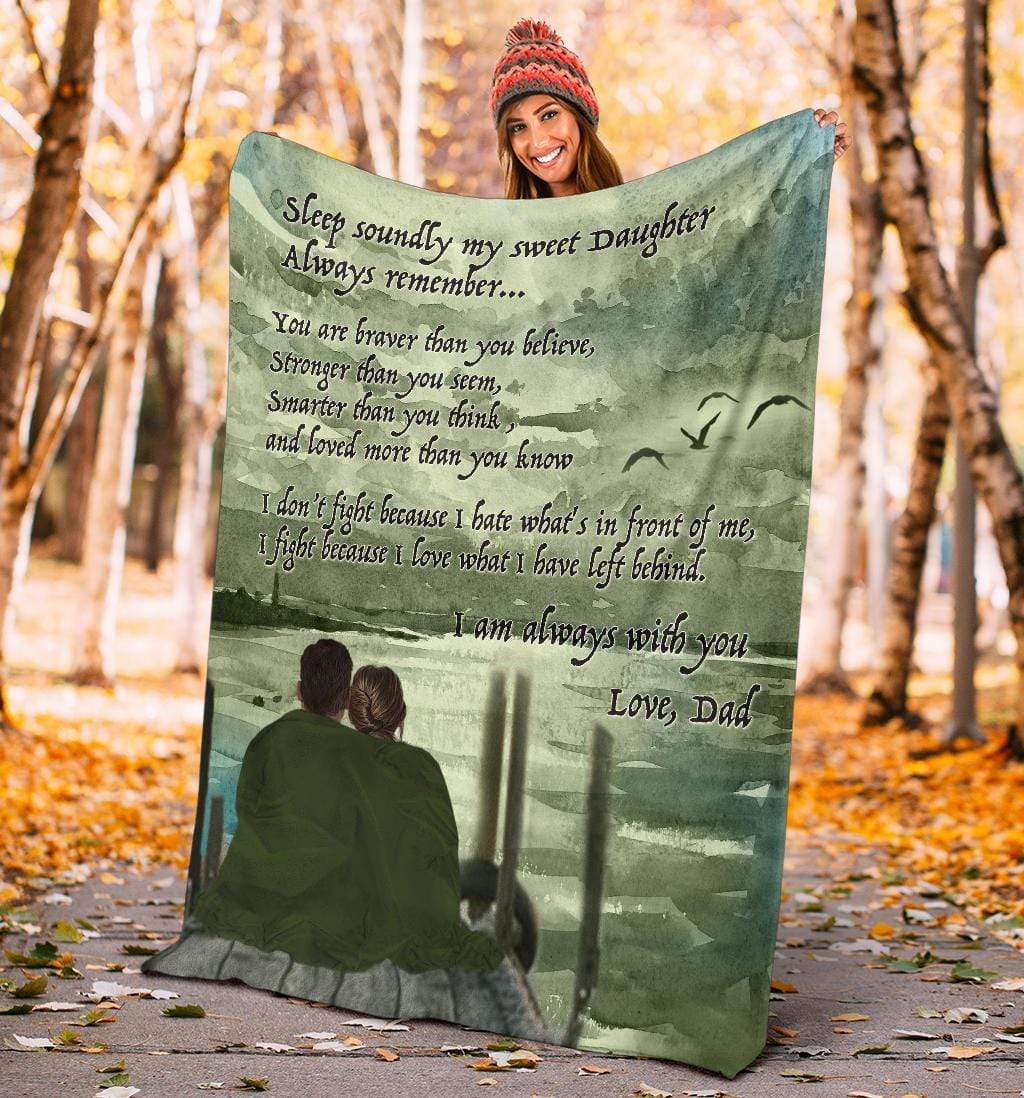 fleece blanket Premium Blanket - Veteran to Daughter Fleece Blanket / Youth (56 x 43 inches / 140 x 110 cm) Veteran to Daughter Fleece Blanket