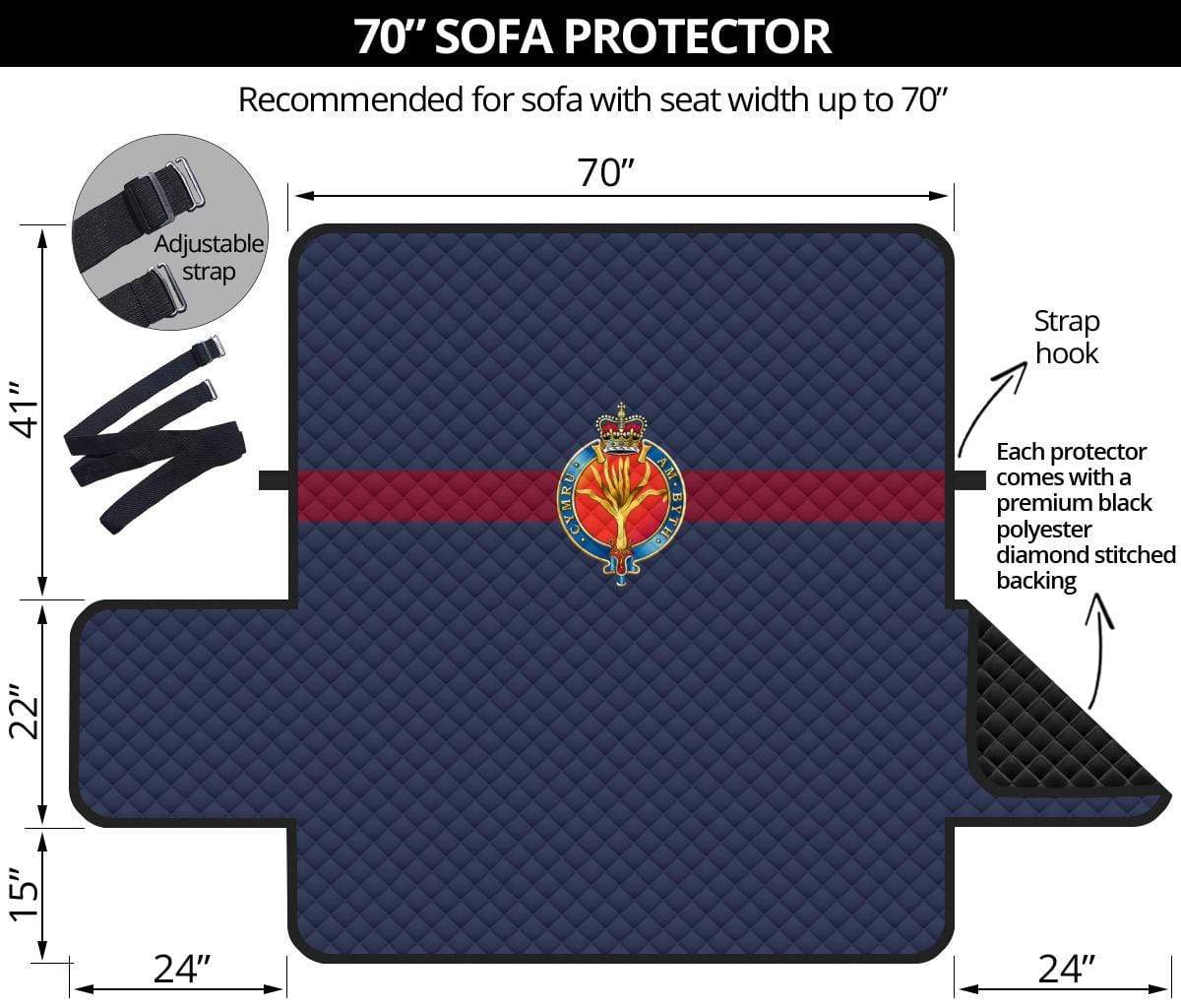 sofa protector 70" 70 Inch Sofa Welsh Guards 3-Seat Sofa Protector