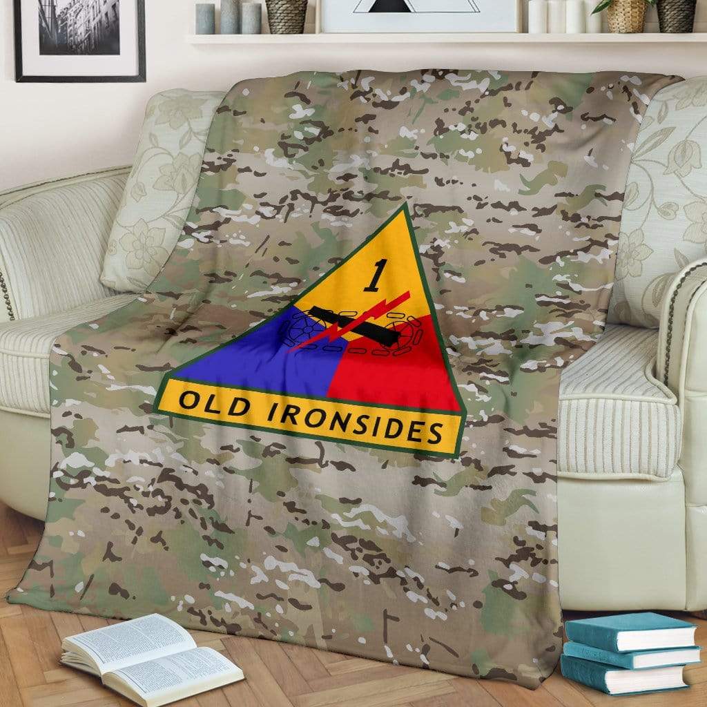 fleece blanket 1st Armored Division Camouflage Fleece Throw Blanket