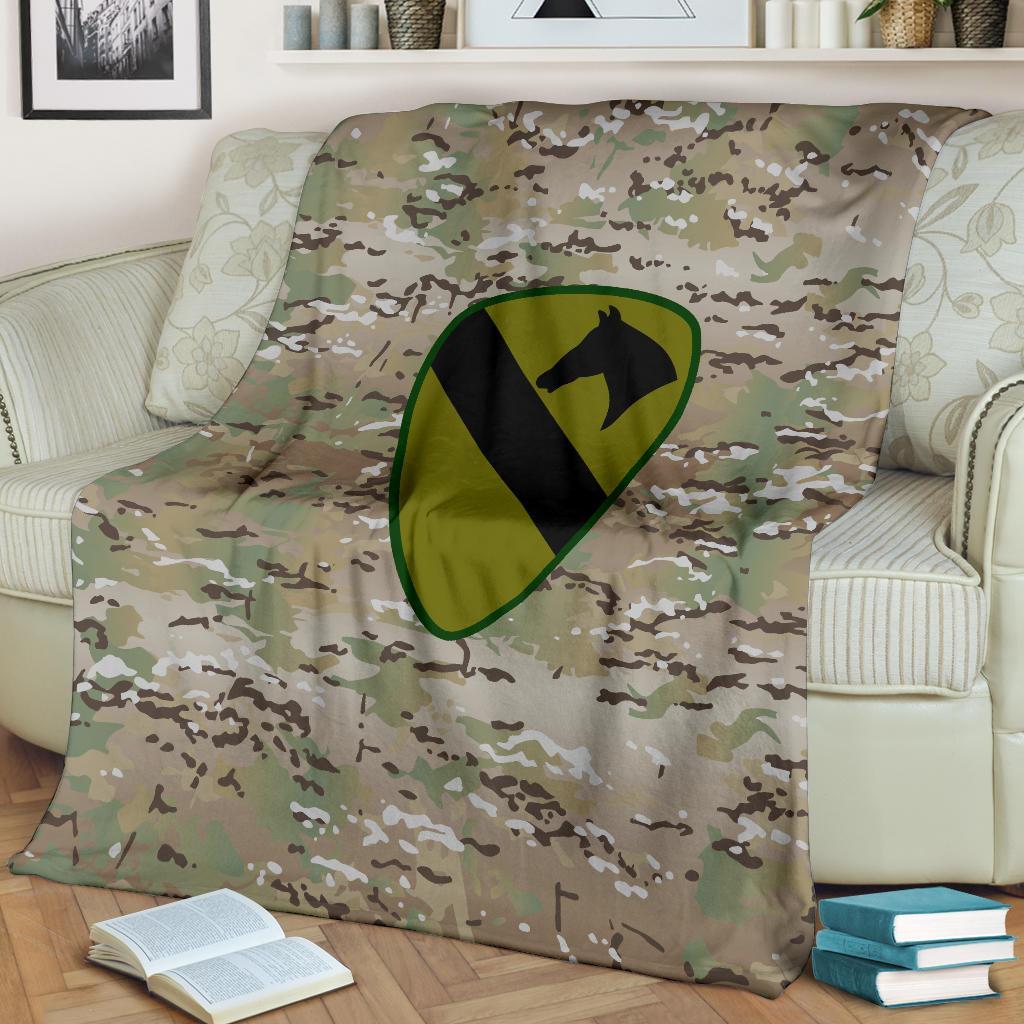 fleece blanket 1st Cavalry Division Camo Fleece Throw Blanket