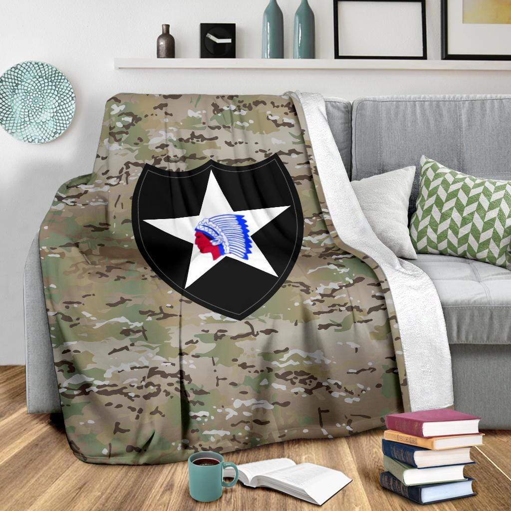 fleece blanket 2nd Infantry Division Camo Fleece Throw Blanket