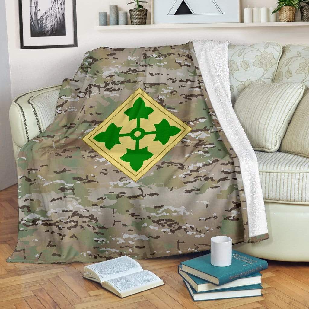 fleece blanket 4th Infantry Division Camo Fleece Throw Blanket