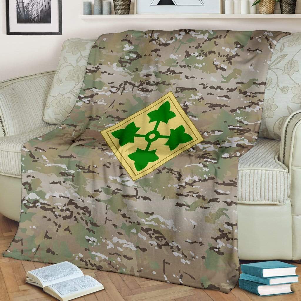 fleece blanket 4th Infantry Division Camo Fleece Throw Blanket
