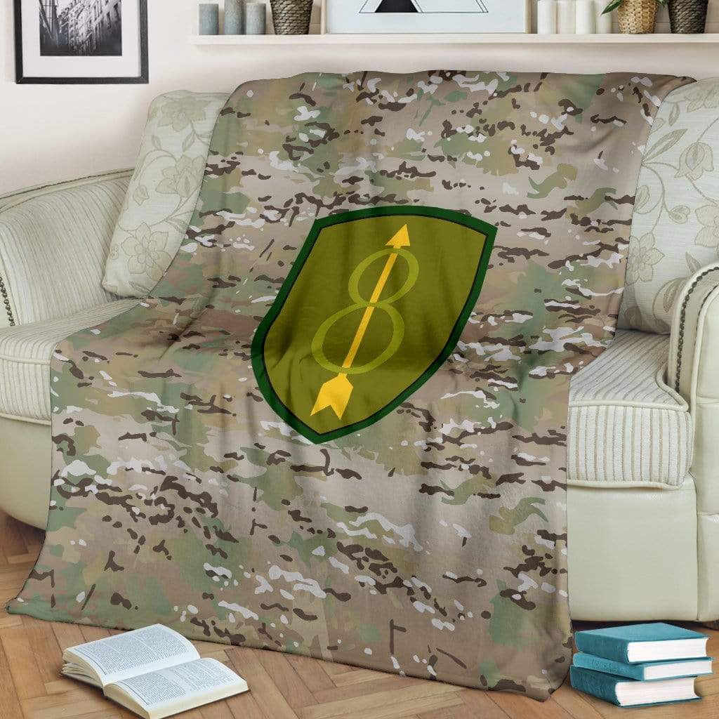 fleece blanket 8th Infantry Division Camo Fleece Throw Blanket