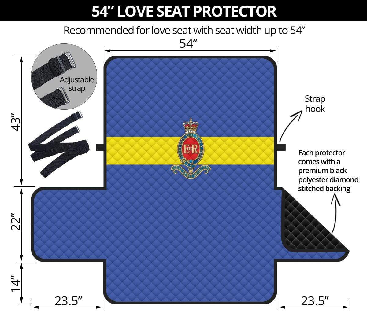 sofa protector 54" 3 Reg't Royal Horse Artillery 2-Seat Sofa Protector
