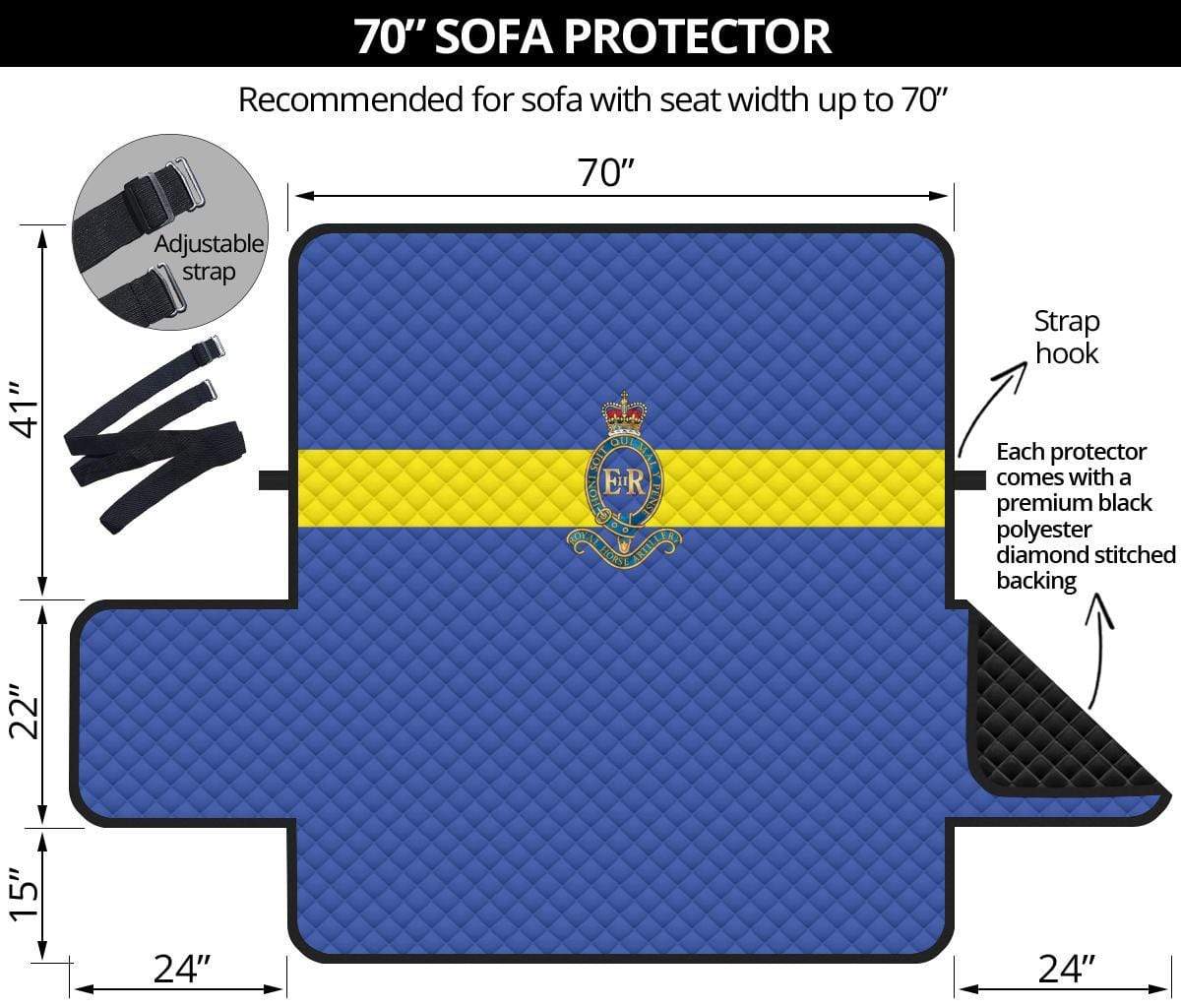 sofa protector 70" 1 Reg't Royal Horse Artillery 3-Seat Sofa Protector